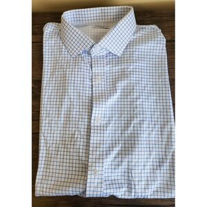 Collars & Co Mens‎ Dress Collar Polo XL Blue White Check Grid Button Down NEW